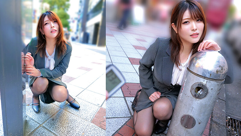 「【素人OL】美乳ビジネススーツ美女が野外露出で羞恥プレイ！リモコンバイブお散歩で絶頂連発」のサムネイル