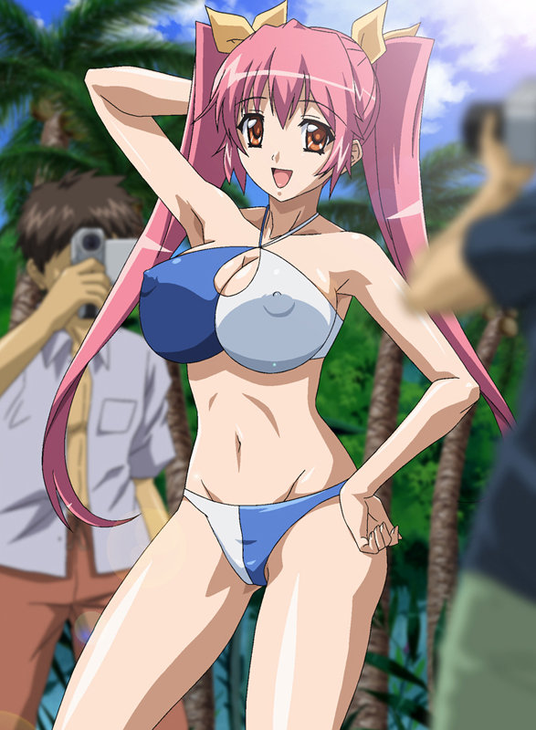 「【巨乳アイドル】水着姿で羞恥プレイ＆お漏らし！南国ビーチ撮影会で恥じらう美女の姿」のサムネイル