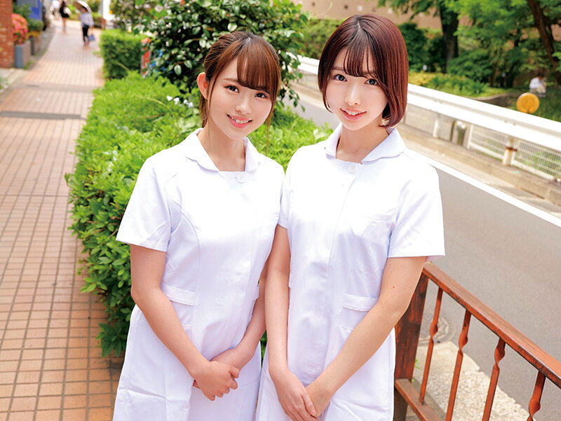 「【素人ナース】童貞筆おろし逆ナンパ!スレンダー美少女看護師2人が中出し治療プレイ」のサンプル画像1枚目