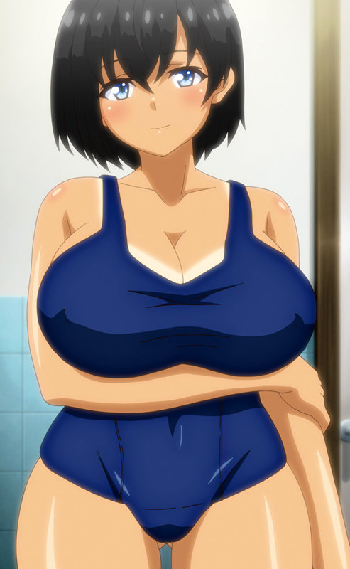 「【巨乳幼なじみ】スクール水着の日焼け跡がエロい田舎娘と中出しオナニー鑑賞【競泳水着】」のサンプル画像15枚目