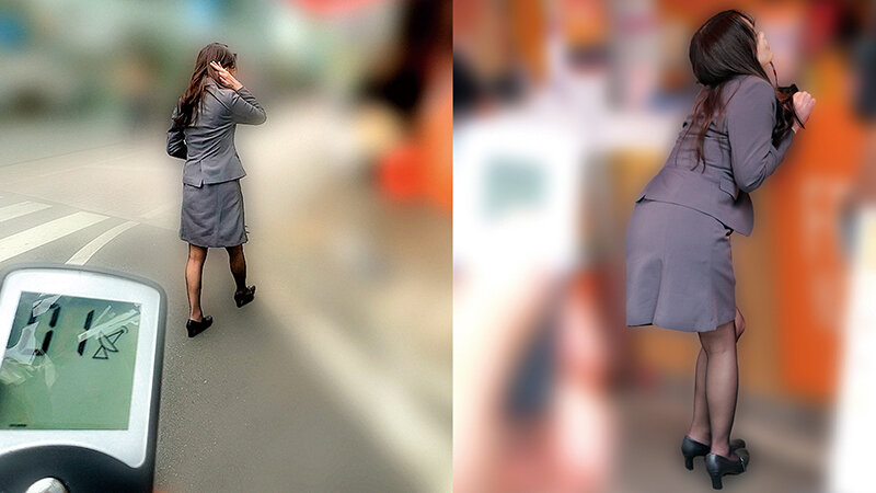 「【羞恥】美乳OLがビジネススーツ姿で野外露出！リモコンバイブお散歩で絶頂する28歳美女」のサンプル画像7枚目